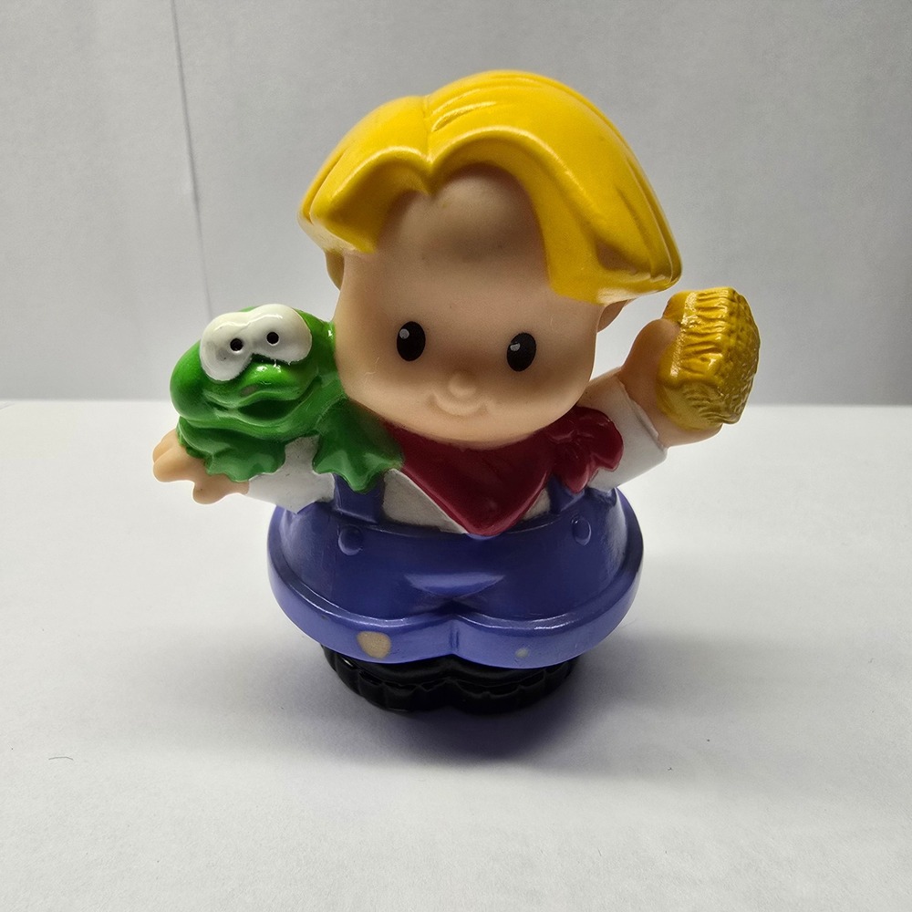Fisher-Price Little People Eddie Figure 2005 Frog Sponge Boy Blue Yellow Vintage